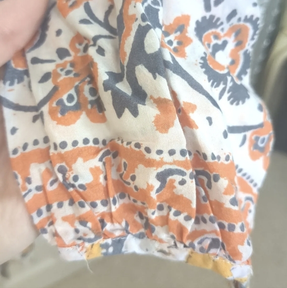 Free People orange white sun open back long sleeve dressBoho flounce sz XS. - Picture 5 of 8